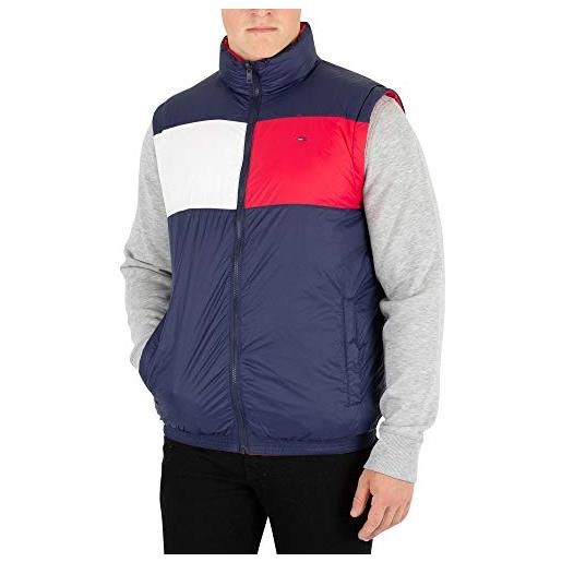 Tommy Jeans tommy hilfiger reverse giacca, rosso (lollipop/black iris 903), large uomo