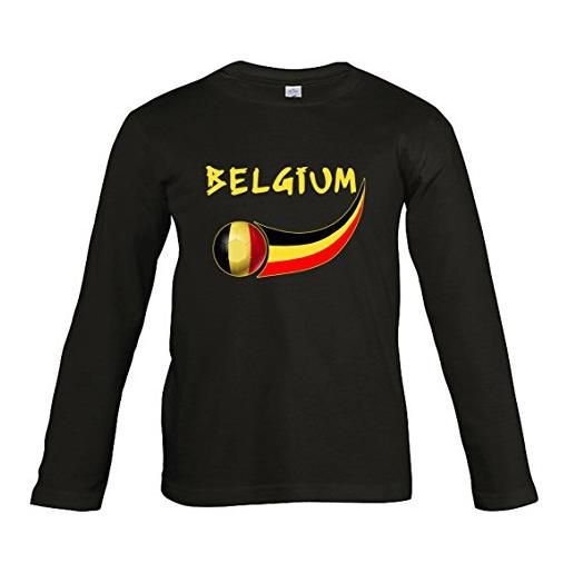 Supportershop - maglietta belgio nero l/s bambino calcio, t-shirt belgique noir l/s enfant, nero, 4 anni (taglia del produttore: 4 anni)