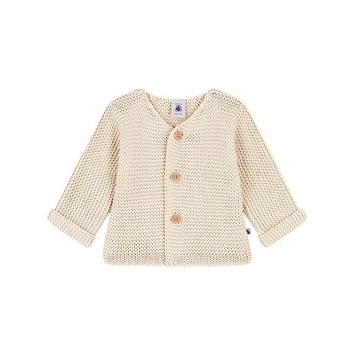 Petit Bateau a08bq, cardigan unisex - bimbi 0-24, bianco avalanche, 3 mesi