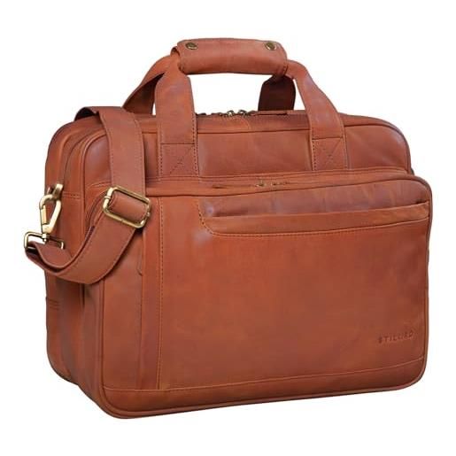 STILORD 'excelsior' borsa da lavoro uomo in pelle cartella ventiquattrore in cuoio portadocumenti professionale, colore: cognac-marrone