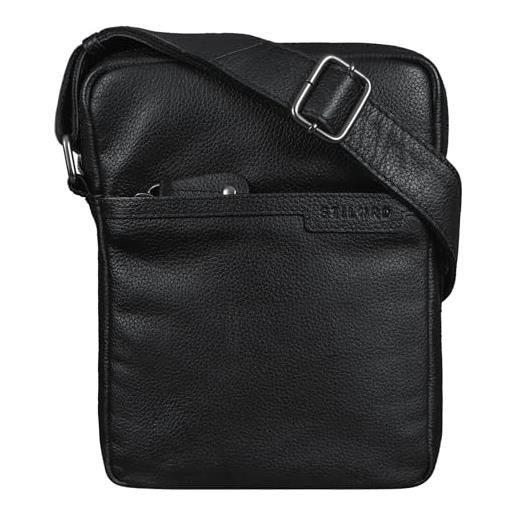 STILORD 'blake' borsetta uomo tracolla pelle borsa messenger piccola elegante borsello vintage borsa tracolla per tablet da 8 pollici cuoio, colore: nero
