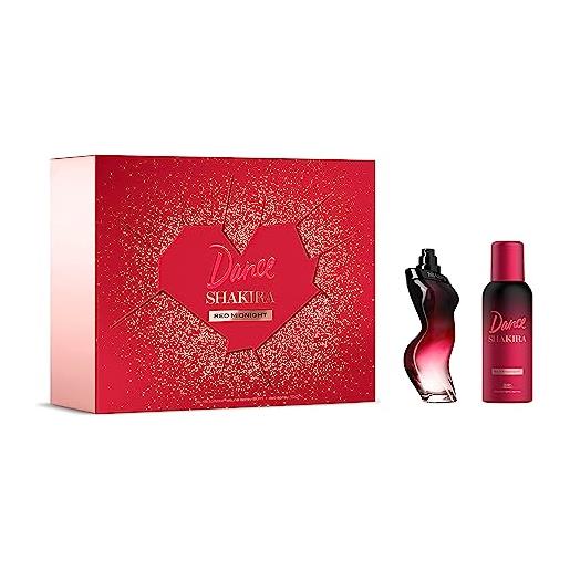 Shakira perfumes - dance red midnight gift set da donna edt 80ml + deodorante 150 ml - lunga durata - fragranza sensuale, elegante e femminile - noti dolci e audaci - ideale da indossare di giorno