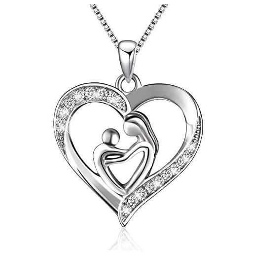 BGTY s925 - collana con ciondolo a forma di cuore in argento sterling e argento, colore: bianco-oro-e-sterling-argento, cod. Hh030