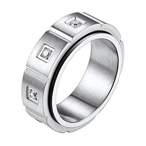 PROSTEEL anello uomo acciaio inossidabile a fascia misura 20 colore argento anelli larghi uomo