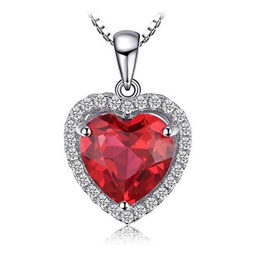 JewelryPalace cuore of ocean 3.9ct sintetico rosso rubino amore eterno halo pendente collana 925 sterling argento 45cm