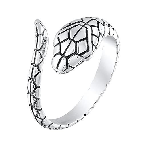 Kuzzoi anello da uomo con design unico a serpente in argento sterling 925, aperto, da uomo, misura 60-66, 0609672622
