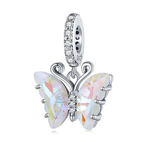 NINGAN ciondolo a forma di farfalla in argento 925 bracciale da donna con ciondolo e collana scintillante
