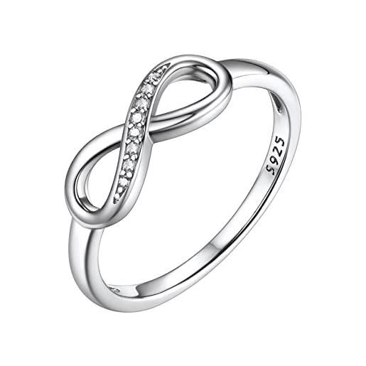 Bestyle anelli donna argento 925 infinito anelli donna infinito con zirconi fede matrimonio misura 23, confezione regalo
