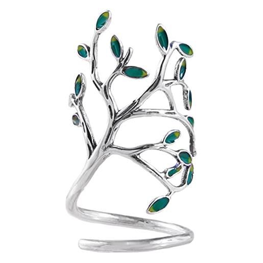 Helen de Lete, innovativo anello aperto, in argento sterling, a forma di albero della vita