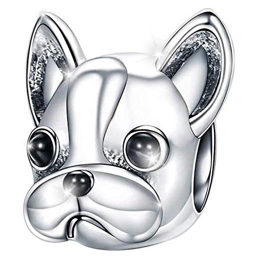 MariaFonte charm new 2025 compatibile tutte marche bracciali collane cane bulldog francese portafortuna argento 925 compleanno anniversario ciondoli originale amicizia mamma bead cuore natale