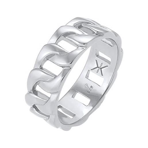 Kuzzoi anello da uomo massiccio (8 mm) in design a carro armato, lucido, anello da uomo in argento sterling 925, anello in stile chunky chain misura 16, 0611842020_56