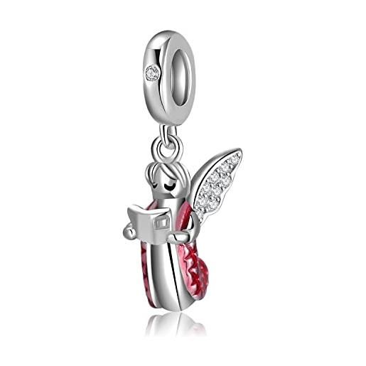 Magic Charms donna con ciondolo charm a forma di croce angelo in argento sterling 925 con ciondoli bead charm per donna confronta con bracciali e catene europee