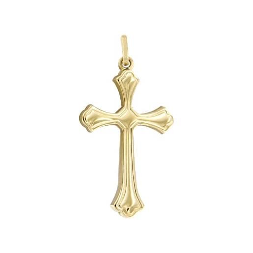 forme di Lucchetta ciondolo croce cristiana grande in oro giallo 14k - ciondoli religiosi per bracciali e collane (fino a 4mm) - unisex uomo donna