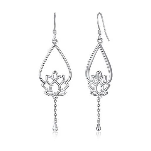Chicsilver orecchini argento 925 pendenti orecchini fiore di loto argento 925 orecchini da donna in argento con confezione regalo