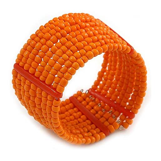 Avalaya bracciale flessibile con perle di vetro arancione - medio