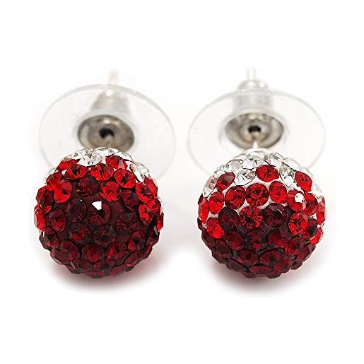 Avalaya 10 mm d/rubino rosso/rosso brillante/cristallo trasparente orecchini a perno, cristallo metallo gemma argento