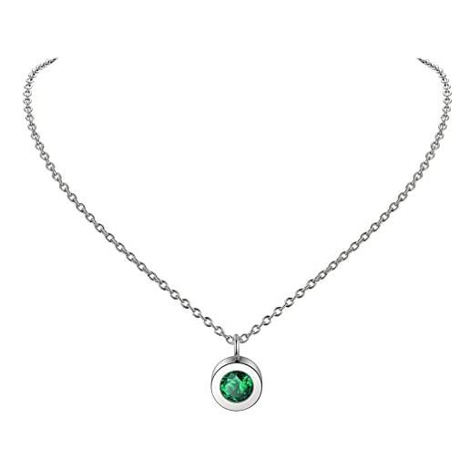 PROSTEEL collana donna, collana pietra portafortuna maggio smeraldo ciondolo pietra portafortuna, collana da donna con confezione regalo-prsoteel