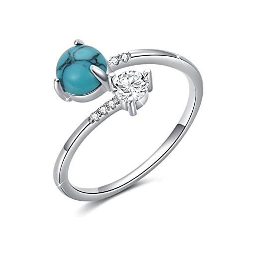 ZIPPICE anello da donna in pietra turcher 925 sterling argento turchese ad anello regolabile annati vintage blu apri regali di compleanno gioielli per donne donne ragazze