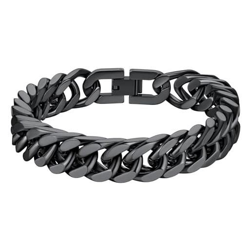 Richsteel cuban link catna cubana bracciale in metallo 8mm 12mm 17mm larghezza, bracciale catena 19cm 21cm 23cm lungo, in acciaio inossidabile argento nero oro