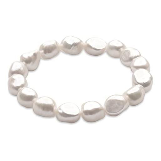 Secret & You bracciale di perle di perle barocche bianche coltivate d'acqua dolce 10-11 mm bracciale elastico 18 cm. 