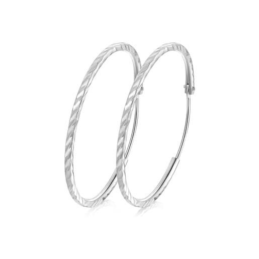 T400 jewelers orecchini cerchio argento sterling 925 diamond cut creoli per donna sleeper, diametro: 25-65mm