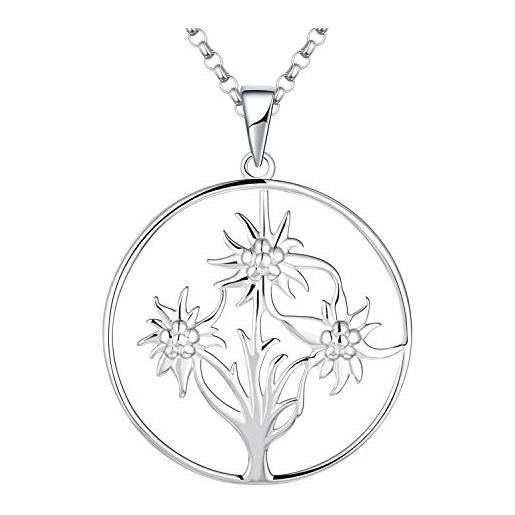JO WISDOM collana di stella alpina argento 925 donna, collana di fiore
