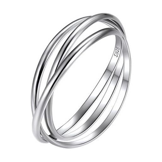 Suplight anello donna intrecciato in argento sterling 925 3 anelli intrecciati argento, misura 14 anello anello argento 925 donna fedina donna confezione regalo-larghezza 1,5 mm