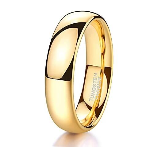 Zakk anello da uomo e da donna anello di fidanzamento in carburo di tungsteno lucido in oro giallo anelli nuziali 2mm 4mm 6mm 8mm (6mm, 58 (18.5))