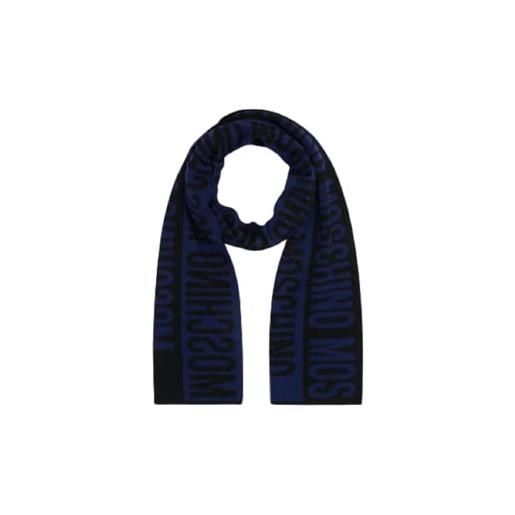 Moschino sciarpa reverse art. 50164 lana logo bands nero/bluette