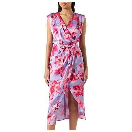 Pinko artificioso abito satin stampa vestito casual, ynb_lilla/rosa ch/fuxia, 36 donna