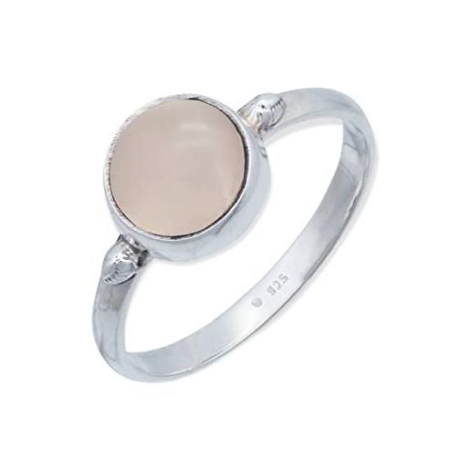 mantraroma anello argento 925 con pietre preziose quarzo rosa pietra argento sterling da donna in vero argento (mrg-182-07-(50))