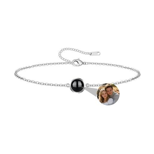 ALBERTBAND Bracciale Con Proiezione Foto Personalizzato Per Donna - Regalo Unico Con Pietra Dell'Amore Per Fidanzate, Mogli, Nonne, Coppie