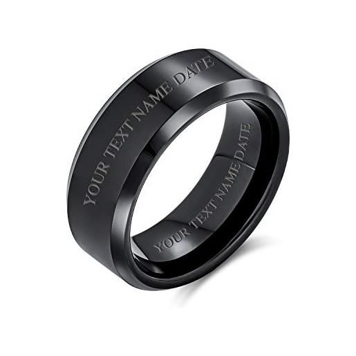 Bling Jewelry anello personalizzato della banda nuziale di titanio delle coppie del bordo smussato semplice per gli uomini per le donne misura di comodità 8mm inciso su ordinazione