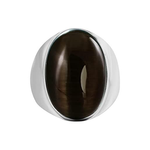 Lieson anelli in acciaio inox anello uomo vintage, anello argento uomo anello argento zirconi pietra opale ovale marrone anelli argento misura 15