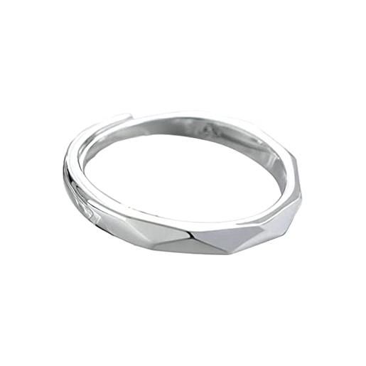 Musihy anello argento 925, anelli argento fedine fedi nuziali vintage fascia lucidata a rombo regalo uomo compleanno
