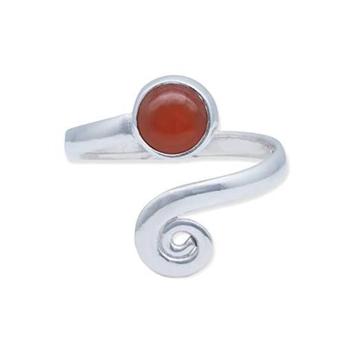 mantraroma anello argento 925 con pietre preziose misura regolabile corniola pietra rosso aranciato argento sterling da donna in vero argento (mrv-102-16)
