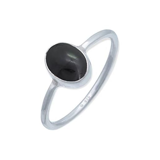 mantraroma anello argento 925 con pietre preziose onice pietra nero argento sterling da donna in vero argento (mrg-100-03-(50))