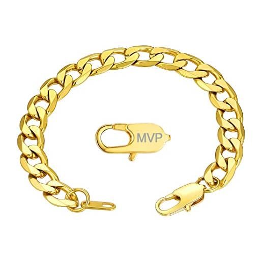GOLDCHIC JEWELRY bracciali da uomo in oro con incisione, 9mm in acciaio inossidabile con catena a grumi, gioielli per fidanzato, 21cm