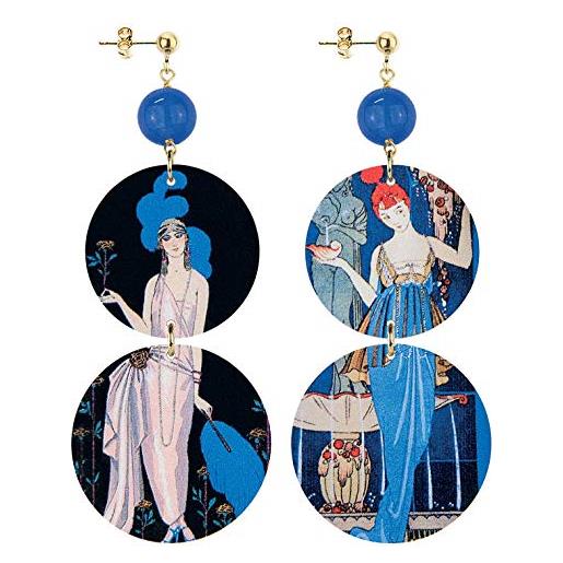 In lebole collezione the circle ddor01 belle epoque orecchini da donna in ottone pietra blu