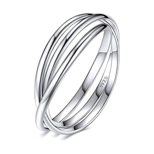 Bestyle anelli in argento donna anello donna intrecciato argento 925 tre anelli intrecciati misura 20 con confezione regalo
