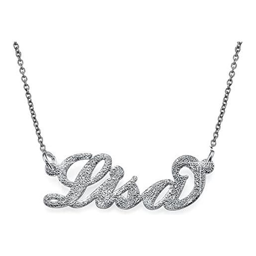MyNameNecklace myka - collana personalizzata con nome in stile carrie con taglio a diamante in argento sterling 925 - regalo di gioielli personalizzati per lei (argento 925)