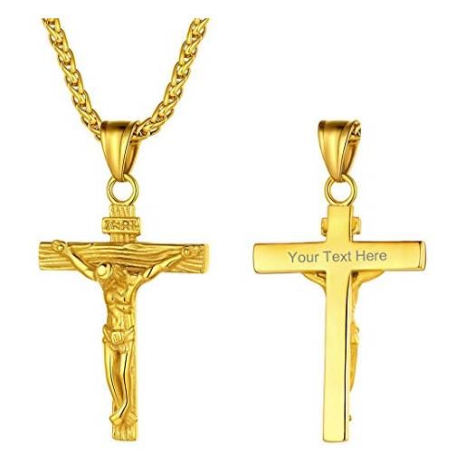 GOLDCHIC JEWELRY collana personalizzata personalizzata con croce di gesù, crocifisso con catena in oro per uomo