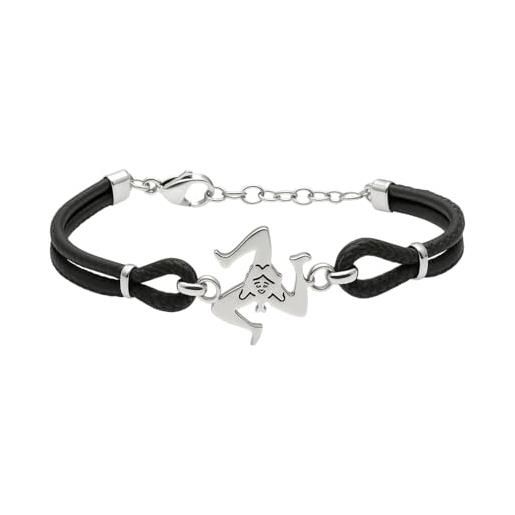 Bracciale trinacria siciliana acciaio e pietre - bcc0114