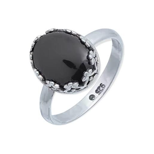 mantraroma anello argento 925 con pietre preziose onice pietra nero argento sterling da donna in vero argento (mrg-185-03-(52))