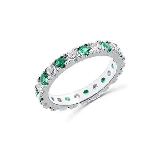 Anellissimo anello veretta pietre bianche e smeraldo donna argento 925 con zirconi - 8