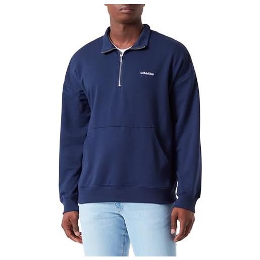 Calvin Klein felpa con cerniera uomo mezza zip, nero (black), xl