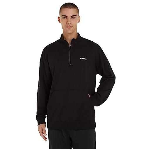 Calvin Klein felpa con cerniera uomo mezza zip, nero (black), xl