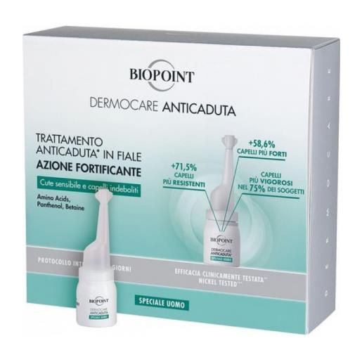 Biopoint dermacare fiale anticaduta dei capelli per uomo 20 fiale x 6 ml
