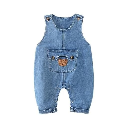 ACMEDE salopette bimba bambino jeans tuta orso cartone animato blu, denim tempo libero da neonata neonato jumpsuit per bambina 0-24 mesi