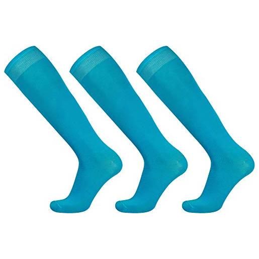 Mysocks 3 coppie calze semplici al ginocchio mercerizzate turchese